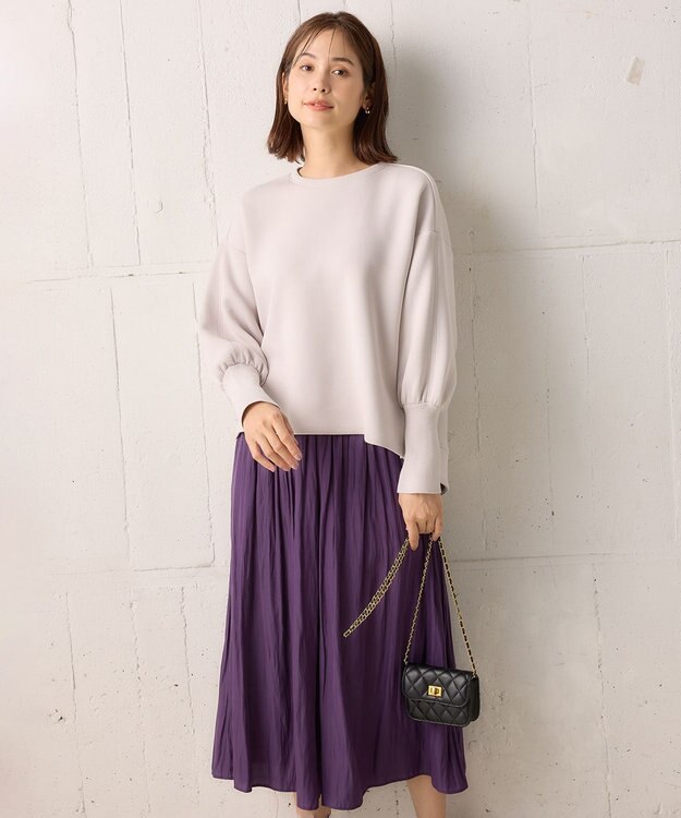 組曲 【秋色追加！大人気定番アイテム】ギャザーライトデシン パンツ パープル系