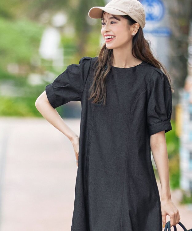 Tiaclasse L デニムマーメイドワンピース ブラック