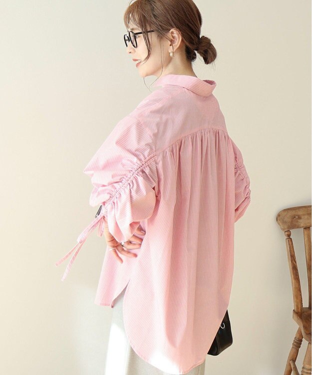 AMERICAN HOLIC 【WEB限定】イージーケアバックギャザーリボンシャツ Stripe Pink