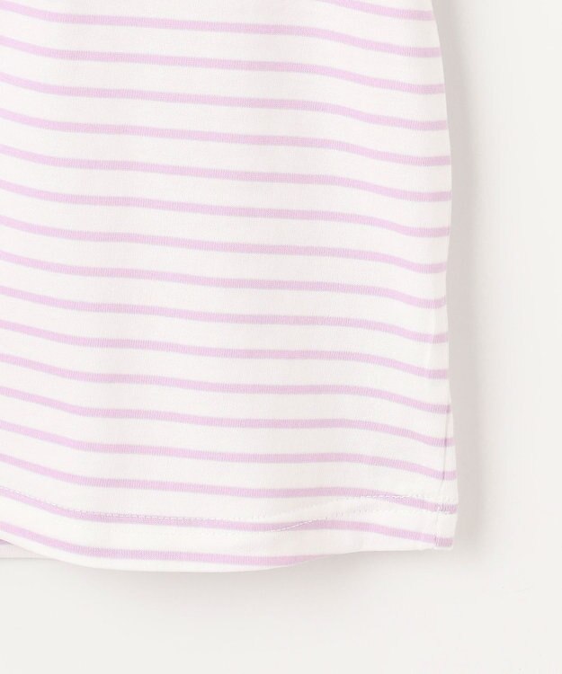 ANY KIDS 袖スカラップ ボーダーTシャツ ラベンダー