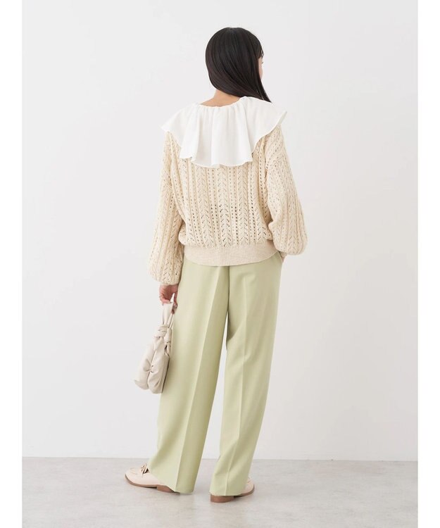 earth music&ecology ラッフルカラーブラウス Off White