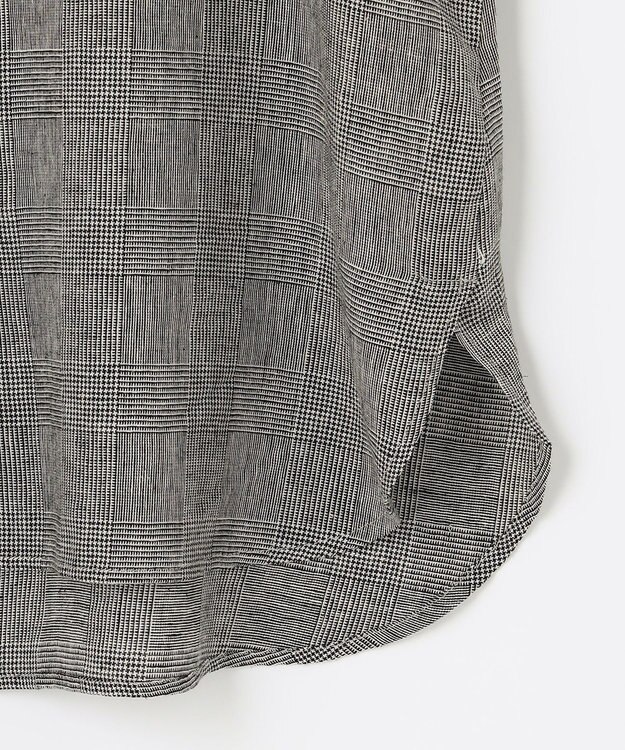 ANY 【洗える】ライトリネンクロスフレアスリーブ ブラウス グレンチェック