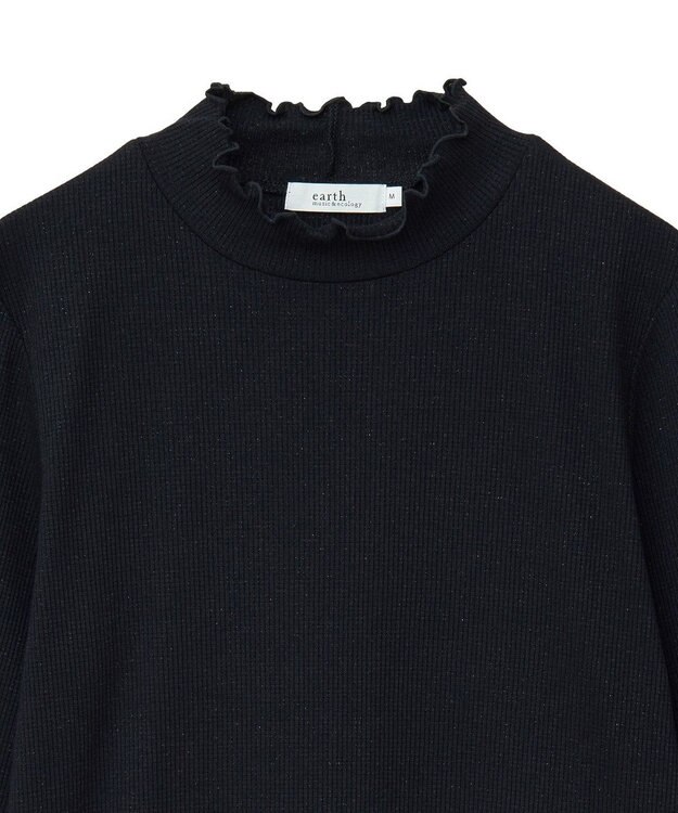 earth music&ecology ラメテレコハイネックプルオーバー Black