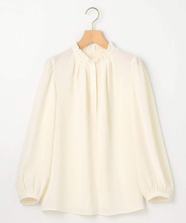 組曲 【WEB限定】ライトデシン フリル襟ブラウス アイボリー系