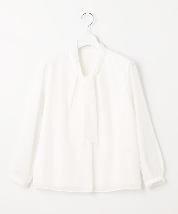 J.PRESS LADIES カチオンストライプ ボウタイ カットソー ホワイト系