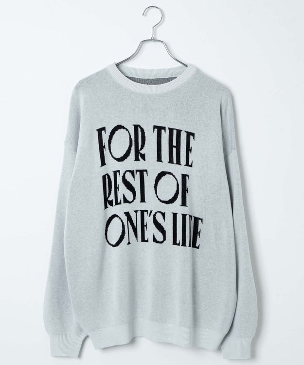 WEGO ロゴジャガードニットプルオーバー ライトグレー