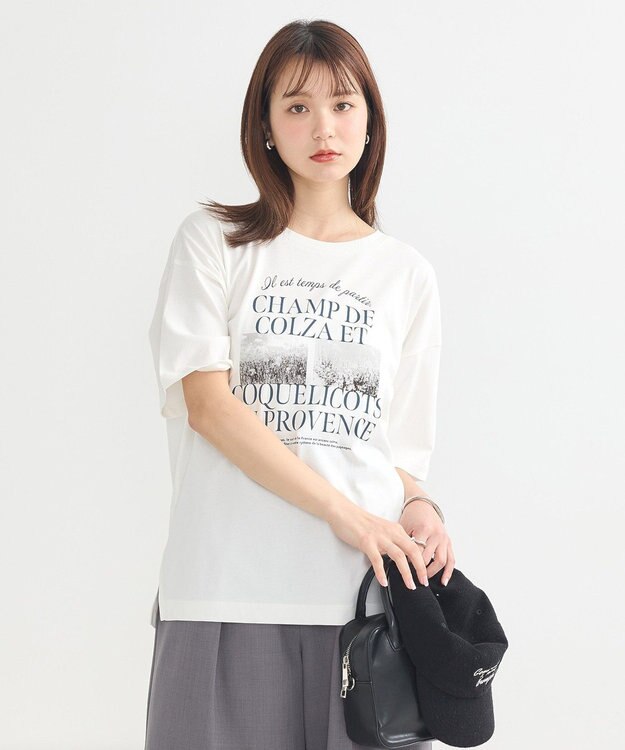 earth music&ecology ＰｈｏｔｏスリットＴ Off White