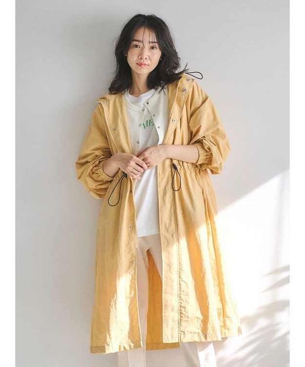 Green Parks フーデットロングコート Orange