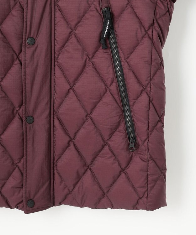 JOSEPH ABBOUD MOUNTAIN 【軽量/撥水】 フーデットキルティング ダウンブルゾン ワイン系