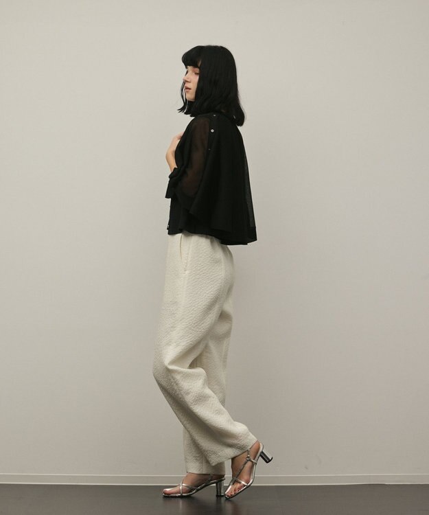 GRACE CONTINENTAL シアーケープニットカーディガン ブラック