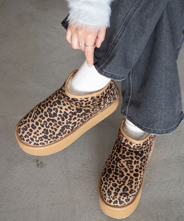 WEGO 【25年秋冬新作/あったかブーツ】厚底ムートンタッチブーツ 柄1