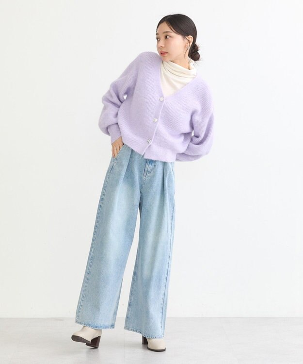 earth music&ecology アソートキラキラボタンカーディガン Purple