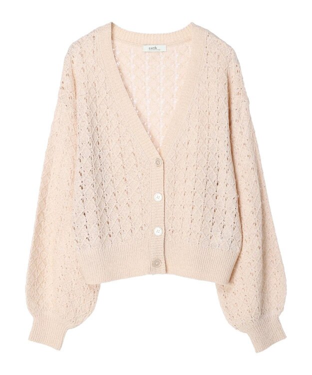 earth music&ecology 透かし編みテープヤーンカーディガン Pink