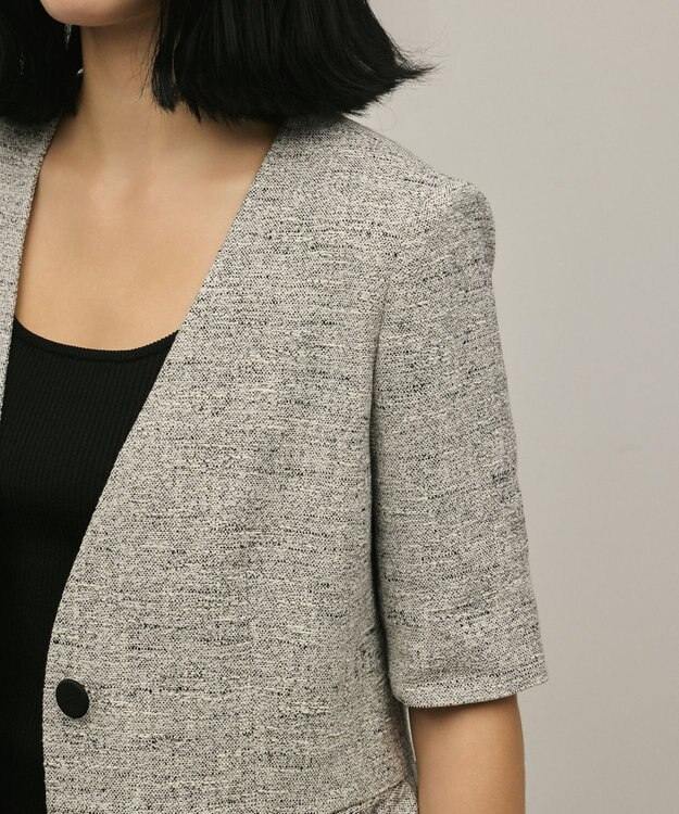 GRACE CONTINENTAL ペプラムツイードジャケット グレー