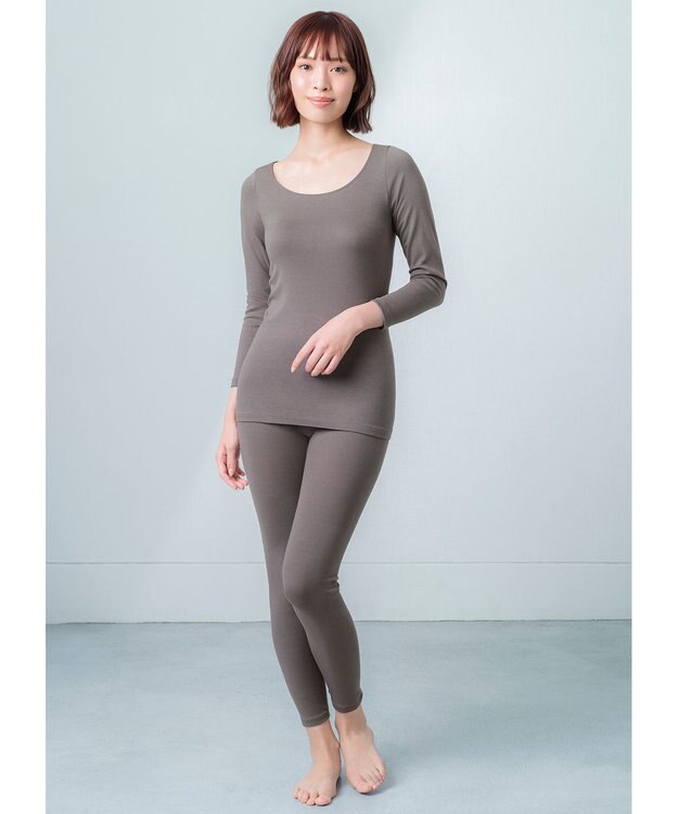Wing あったかインナー オーガニックコットン混 やわらかくやさしい肌ざわり 【綿の贅沢オーガニック】 綿混 保温性 8分袖 長袖 秋 冬 EL4831ウイング／ワコール グレー