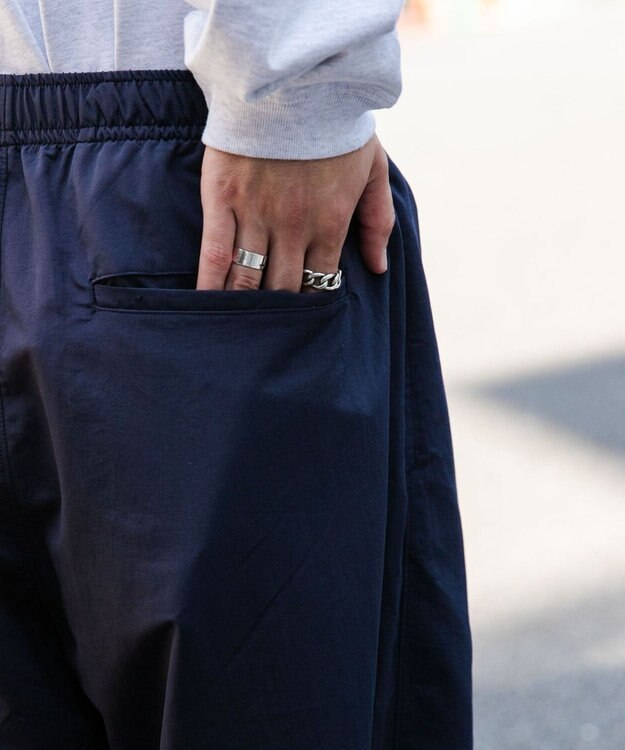 WEGO 【ウエストゴム/手洗い可】ナイロン　トラックパンツ ネイビー