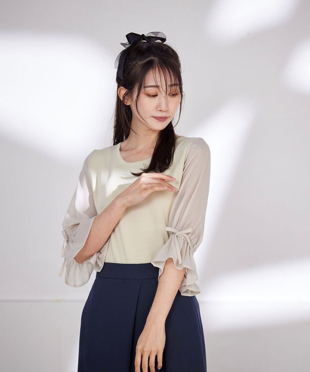 Tiaclasse 【洗える】キャンディースリーブニットトップス エクリュ