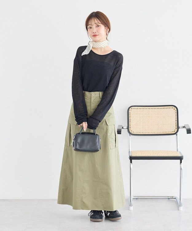 earth music&ecology ミリタリーリメイク風スカート Khaki