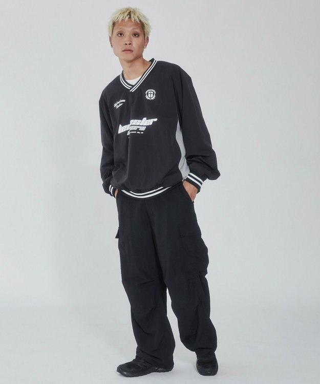 WEGO ナイロンゲームロゴプルオーバー ブラック