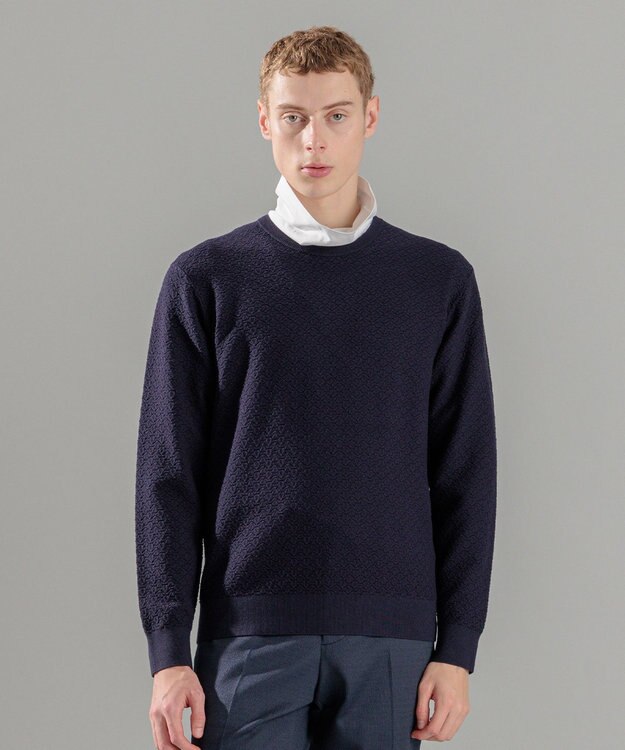 JOSEPH HOMME 新色追加【洗える】ヴィスコースリンクス　クルーネックニット ネイビー系