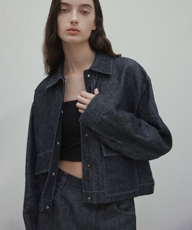 BEIGE， 【洗える】CUPHEA / アウトポケットジャケット Indigo