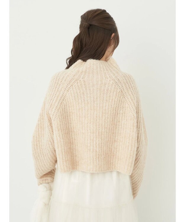 earth music&ecology フワフワＭＩＸハイネックショートニット Light Beige