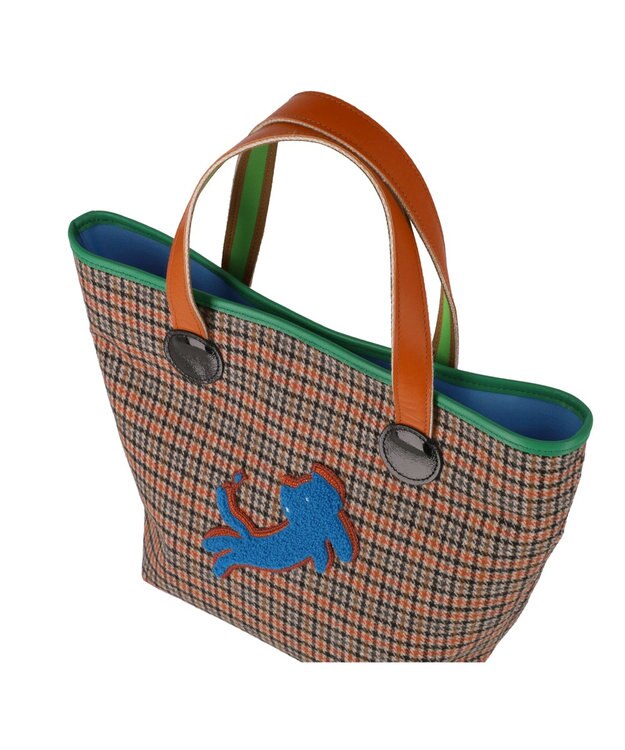 tsumori chisato CARRY ウールチェック ハンドバッグ オレンジ