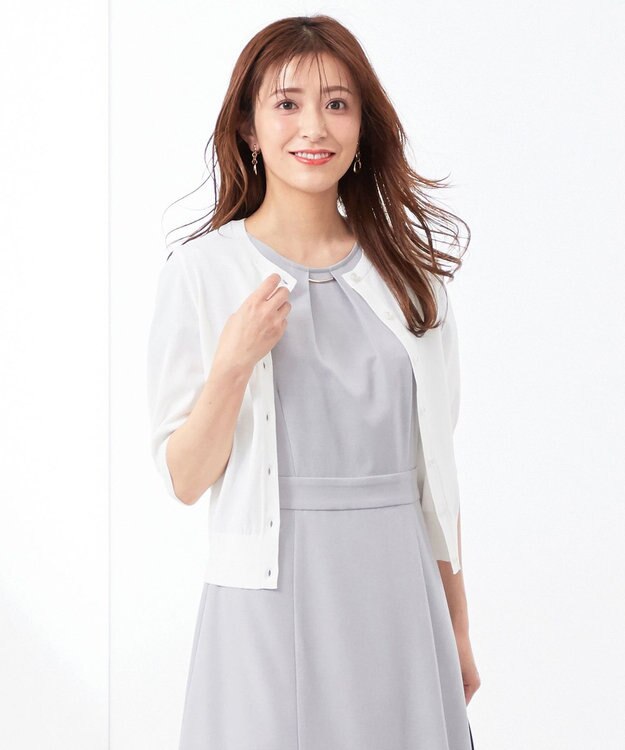 ANY SIS 【洗える】ハーフスリーブ カーディガン オフホワイト