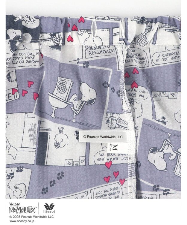 WACOAL ワコール_リラックス＆スリープ パジャマ 5分袖 半袖 8分丈 綿100%(本体) PEANUTS スヌーピー レディース FDT157 /ワコール グレー