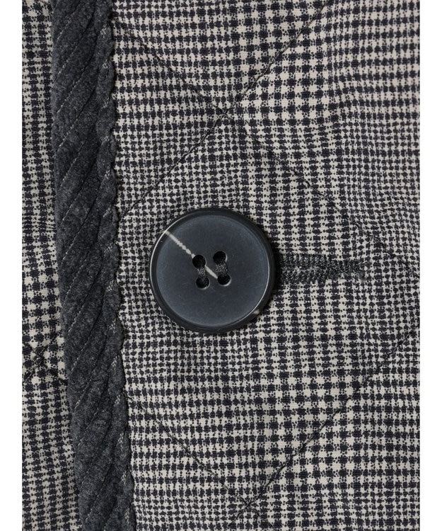 Green Parks キルティングノーカラーブルゾン Check