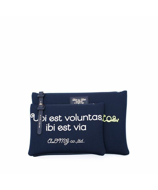 A.D.M.J. 【魔法の様に軽い】マジックライトコード刺しゅうフラットポーチ2セット(S・M) マリノ