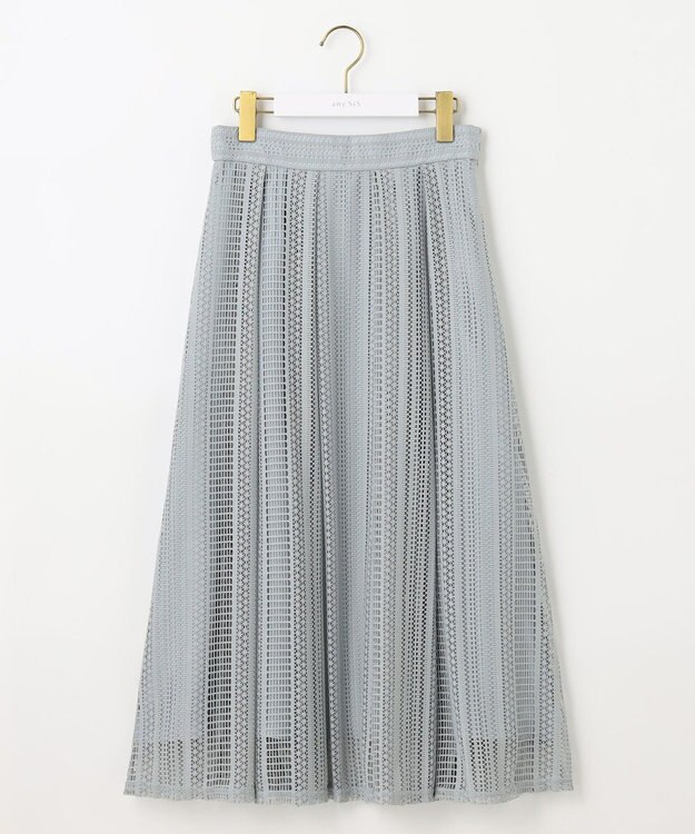 ANY SIS 【洗える】ストライプメッシュレース スカート ミント