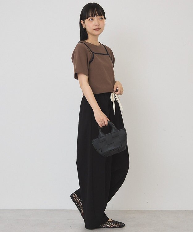 AMERICAN HOLIC 【2点セット】配色キャミ＋Tシャツ Brown