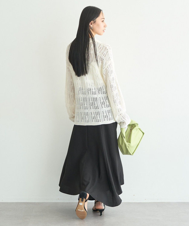 earth music&ecology メッシュレース襟付きカーディガン Off White