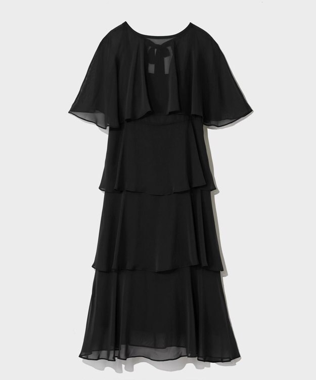 GRACE CONTINENTAL シフォンケープドレス ブラウン