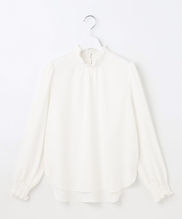 Feroux 【洗える】スタンドネックブラウス ホワイト系