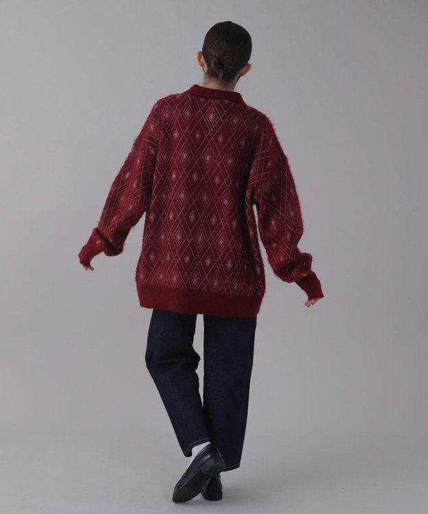 WEGO 【ユニセックス着用ITEM】アーガイルニットポロ ワイン