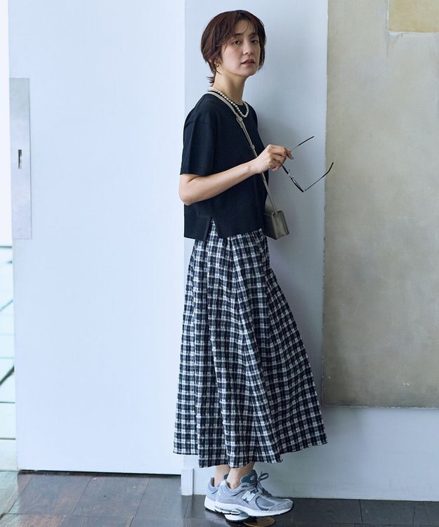ANY 【2SET】ニット×チェックスカートセット モノトーン系