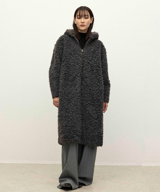 NAVE 【ReNAVE】プードルボア ロングジャケット チャコール系