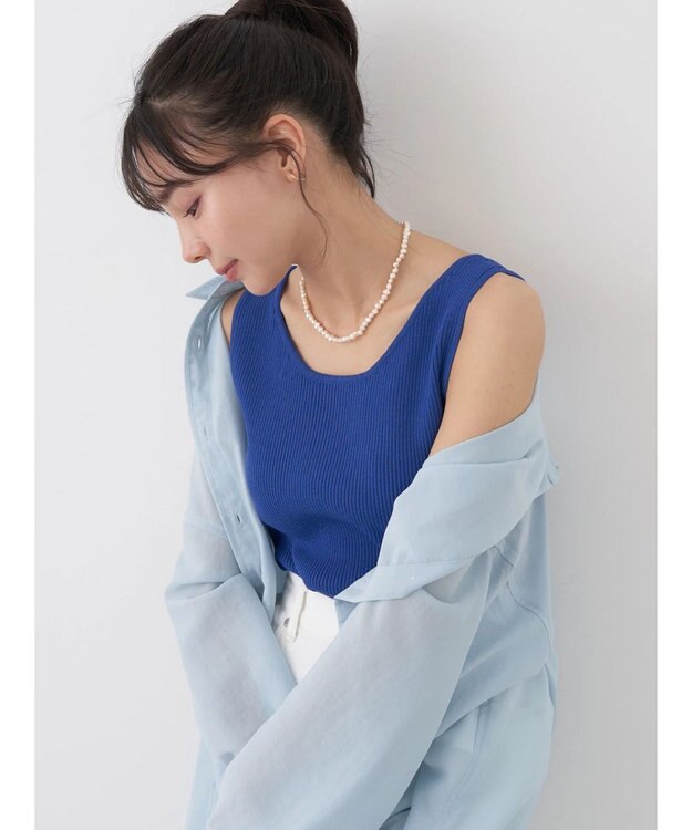 earth music&ecology ２ＷＡＹリブニットタンクトップ Blue