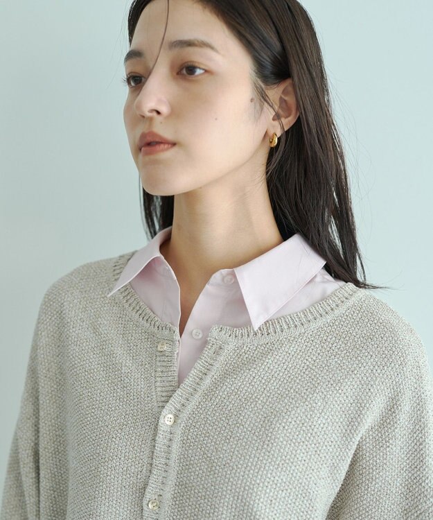 YECCA VECCA 2wayヘンリーネックルーズニット Beige