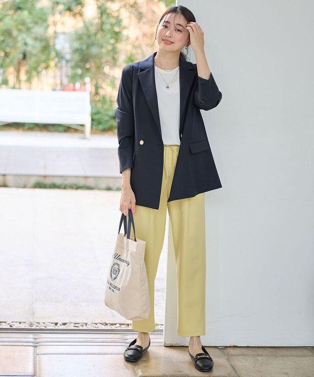 ANY L 【セットアップ着用可】イージーケアライトストレッチダブルジャケット ネイビー