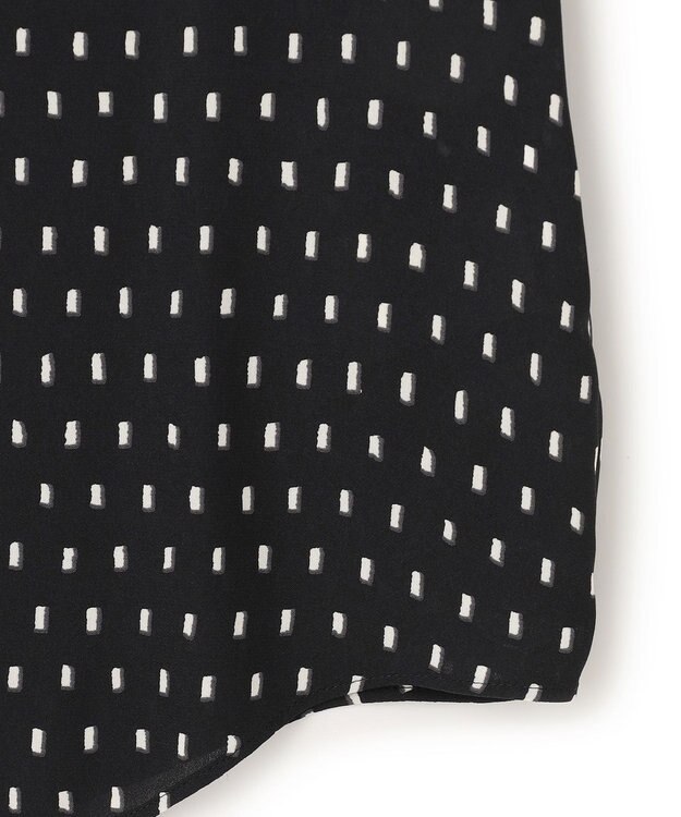 ICB L 【新色追加・WEB限定】BackSatinAmunzen キーネックブラウス ブラックドット系