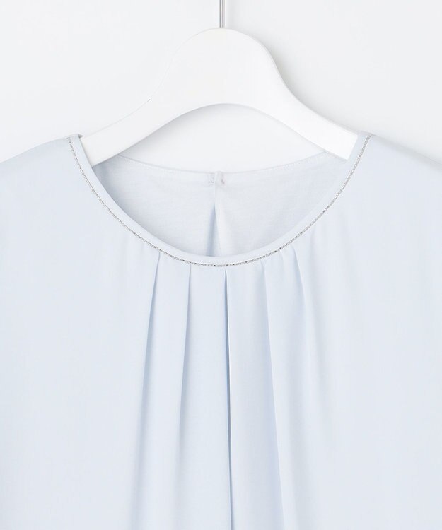 23区 【洗える】シルキーデシン ボールチェーン カットソー スカイブルー系