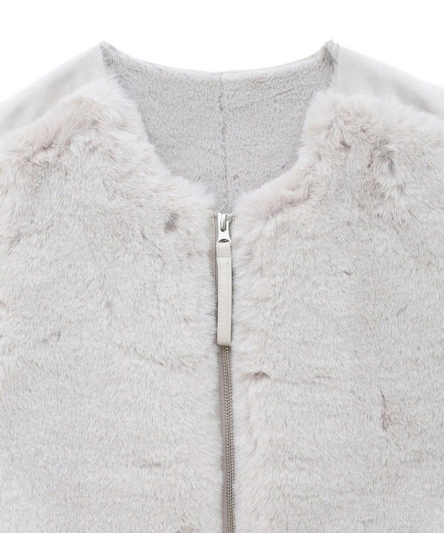 CRAFT STANDARD BOUTIQUE エコファー×ムートンチュニックベスト Light Gray