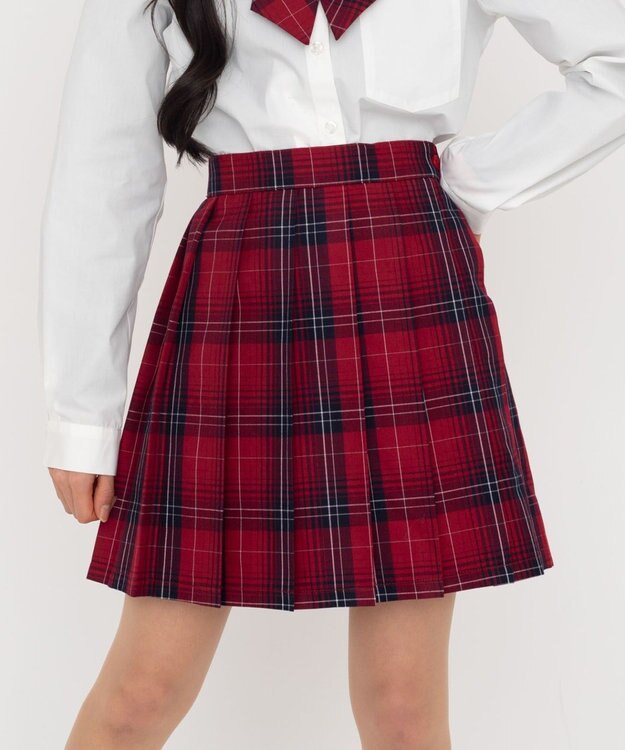 WEGO 【SCHOOLITEM/SMLサイズ展開】スクールプリーツスカート レッドチェック1
