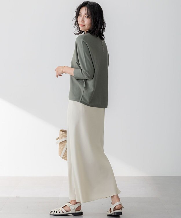 23区 【吸水速乾/防シワ】ジョーゼットサテン ナロー スカート ベージュ系