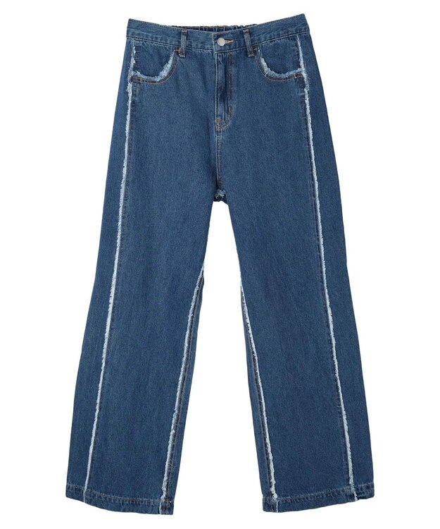 Green Parks ・Ｄｏｕｂｌｅ　Ｆｌａｇｓフリンジラインストレートデニム Indigo