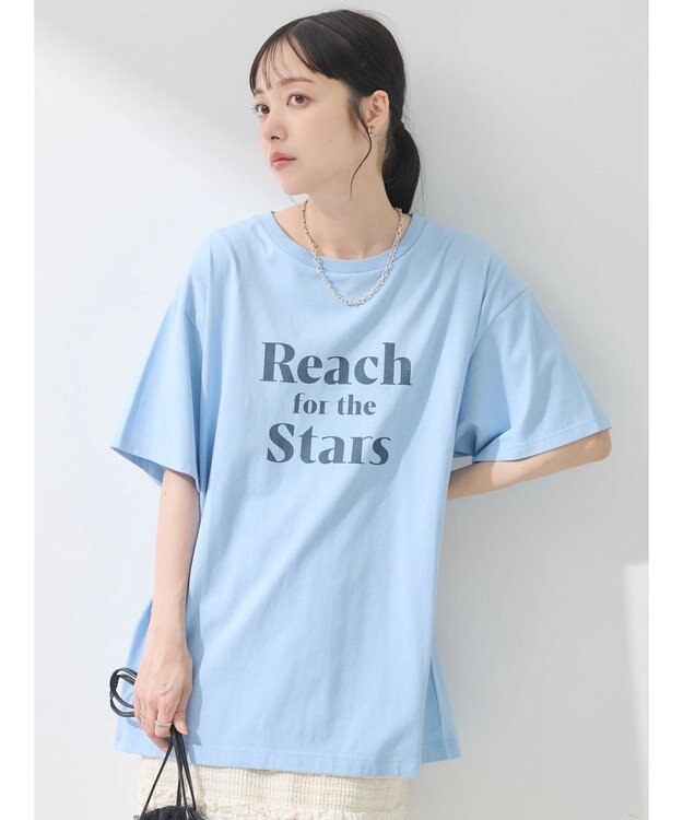 earth music&ecology アソートロゴプリントＴ Light Blue