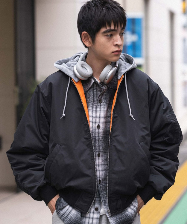 WEGO 【ユニセックス着用ITEM】2WAYフードパファーMA－1 ブラック